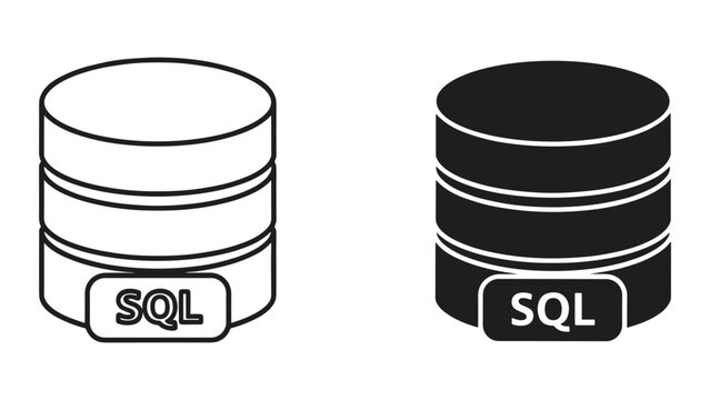 SQL database management system icons for data storage and retrieval