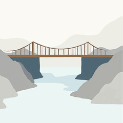 Suspension Bridge over Deep Waterway. © devilito