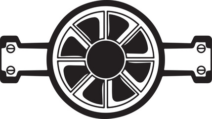 Obraz premium Professional turbine engine icon and industrial ventilation fan symbol for mechanical engineering projects and heavy machinery design isolated on transparent background