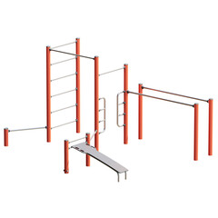 Modern Outdoor Fitness Equipment on Isolated White Background.