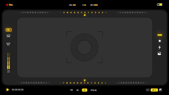 Camera viewfinder animation. Interface overlay.