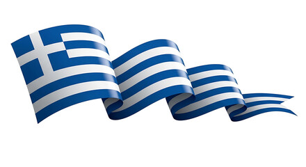 Obraz premium Greek flag waving in the wind with blue and white stripes and a cross emblem.