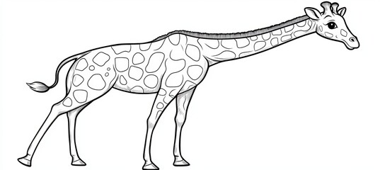 Fototapeta premium Detailed Outline Illustration of a Gentle Giant Giraffe for Educational Coloring and Fun Projects