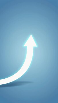 やわらかなブルーグラデーションから浮かび上がる上向き矢印の抽象背景。
控えめな光のグローが未来志向の印象を演出。