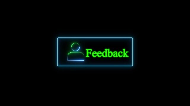 glowing neon Media feedback icon animation. 4k motion video isolated on transparent background.