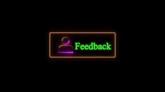glowing neon Media feedback icon animation. 4k motion video isolated on transparent background.
