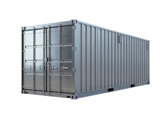 Gray shipping container cargo industrial isolated on a transparent background