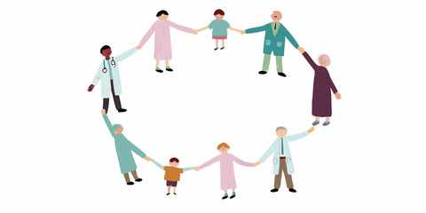 Diverse group of people holding hands in a collaborative circle