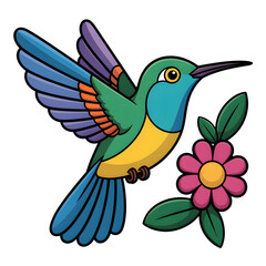 Obraz premium Hummingbird and flower svg 