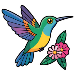 Obraz premium Hummingbird and flower svg 