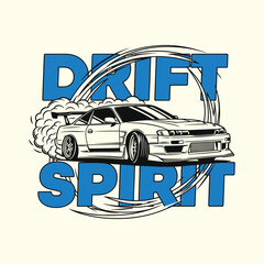 Drift car racing with a spirit of speed and competition tshirt design © MdAnisul
