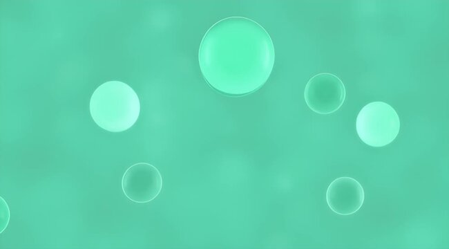 Floating translucent green spheres with subtle variations in light and opacity