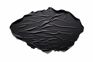 Obraz premium Black crumpled fabric simulating an abstract organic shape on a white background