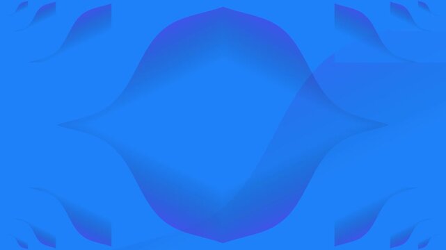 A blue geometric shape with curved edges and abstract design viewed from directly above in a digital illustration