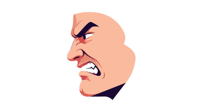 Angry Man Face Profile.