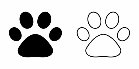 Black and white illustration of two distinct animal paw prints © Bithi