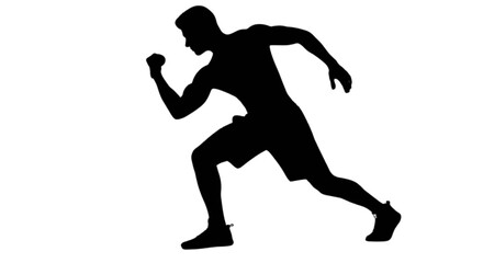 Silhouette of a runner in mid-stride, conveying motion and athleticism