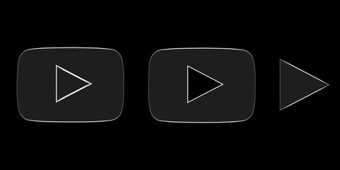 Glassmorphism Play Button Icons with Transparent Grid Background, Frosted Glass Multimedia Interface Elements