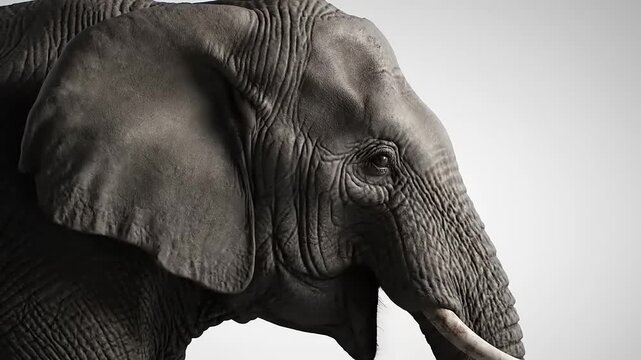 Close-up Profile of an African Elephants Head.