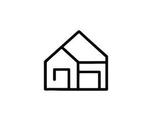 Abstract House Outline Icon with Geometric Doors and RoofMinimalist Architecture Symbol