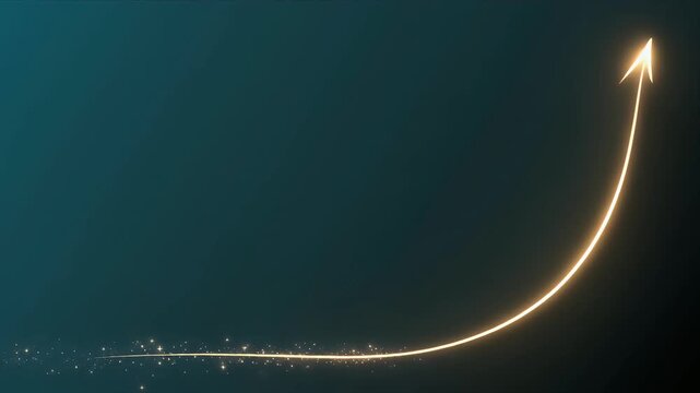 Glowing trajectory arrow ascends through dark space with sparks