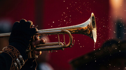 Trumpet player performs festive music for Cinco de Mayo celebration