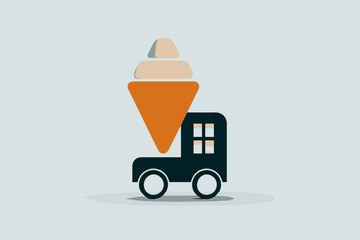 Charming food truck with giant ice cream cone on top, perfect fo