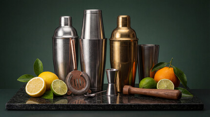 Cinco de Mayo bar tools and citrus fruits ready for celebration