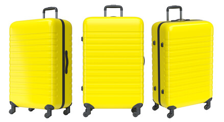 Set of luggage with beach accessories for summer holidays on white background. © Vasyl Onyskiv