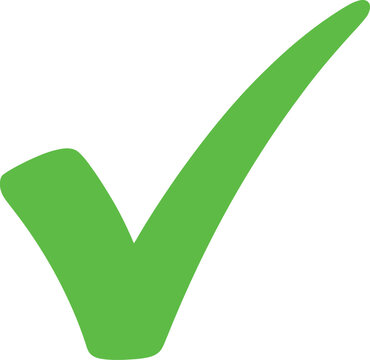 A large green check mark on a white background