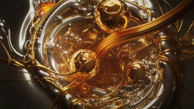 Liquid Gold and Mercury Hyper-Dense Spiral Fusion &ndash; Cinematic Metal Abstract 4K