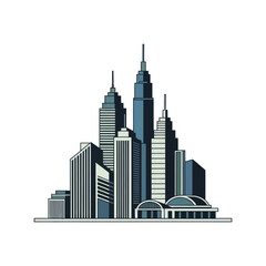 Obraz premium Stylized city skyline with modern skyscrapers and urban architecture