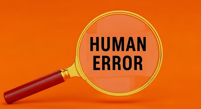 Examining human error through a magnifying glass on an orange background