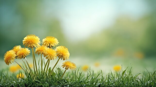 Air dandelion in the field