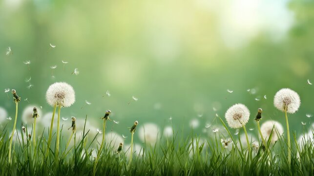 Air dandelion in the field