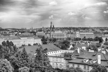 Fototapeta premium Panoramic view of Prague's rooftops, Czech Republic