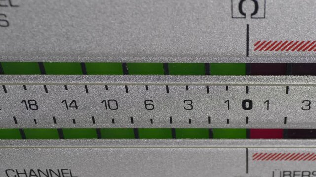 Weighted peak level meter showing overdrive on vintage Tape Player