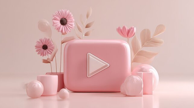 A 3D "Play" button icon is used on landing pages to direct visitors to a website's "Watch Video" or "Demo" section.