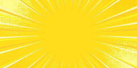 Obraz premium Yellow comic book background. Modern creative pop art orange halftone style background