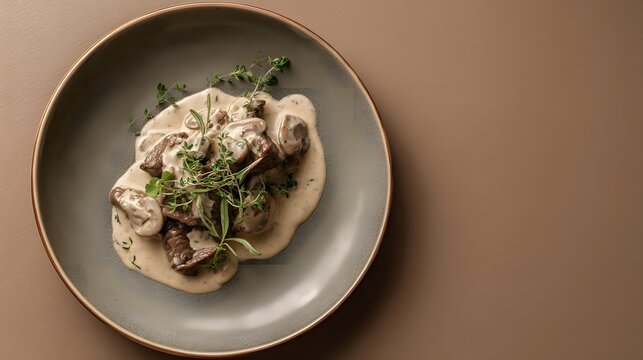Gourmet Beef Stroganoff with Creamy Mushroom Sauce and Fresh Herbs