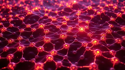 A microscopic glowing landscape of cells forming patterns, showcasing cellular intelligence and growth.