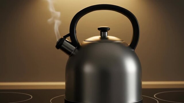 Steaming Kettle on a Stove - A Culinary Scene.
