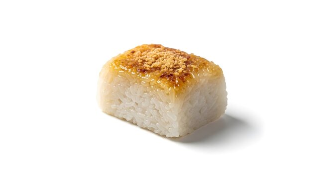Traditional Indonesian Grilled Glutinous Rice Cake (Ketan Bakar) on White Background