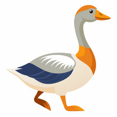 Obraz premium Colorful cartoon goose illustration with orange and grey plumage, featuring a playful and whimsical design