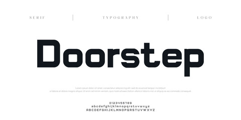 Doorstep, Creative digital minimal modern logo alphabet fonts. Typography minimalist urban sana serif digital fashion future creative logos fonts. vector illustration
