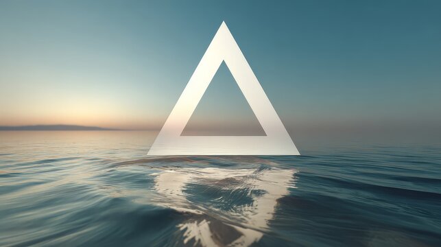 A huge, luminous white equilateral triangle is used as a banner for articles or blogs that address future technologies, virtual reality, or complex mathematical topics.