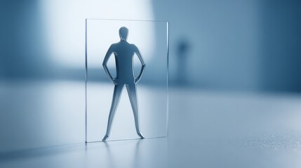 Fototapeta premium A sleek, metallic human shape expressing the 