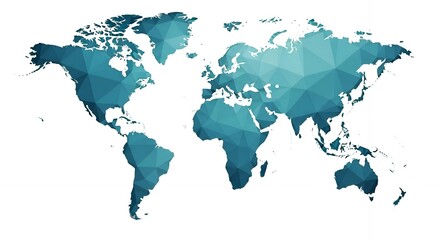Obraz premium Abstract geometric world map in blue polygonal style