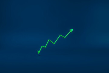 Single upward trending candlestick on dark gradient