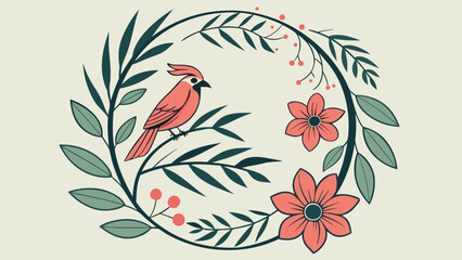 floral background with bird